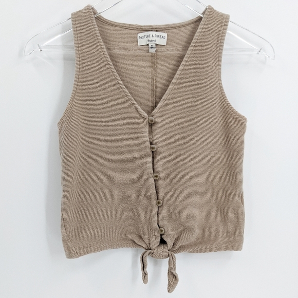 Madewell Button Front Tie Tank Telluride Stone XS - Picture 3 of 8